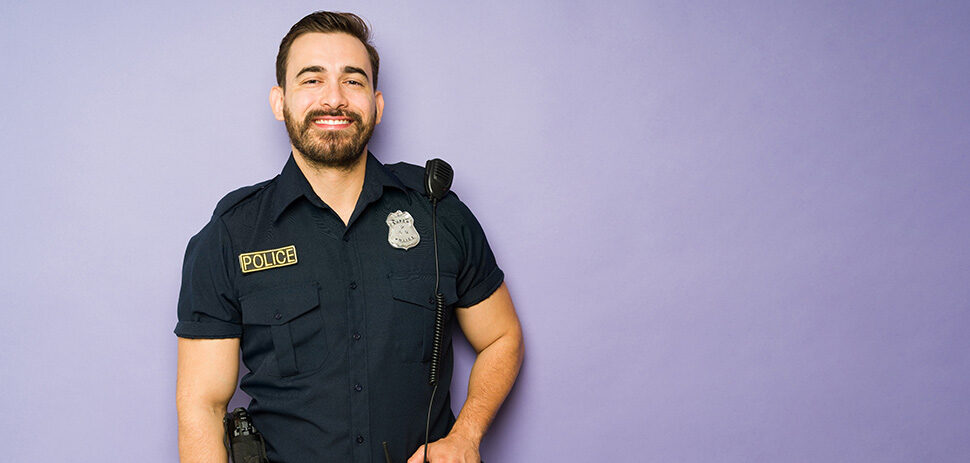 Cheerful police agent loving his job