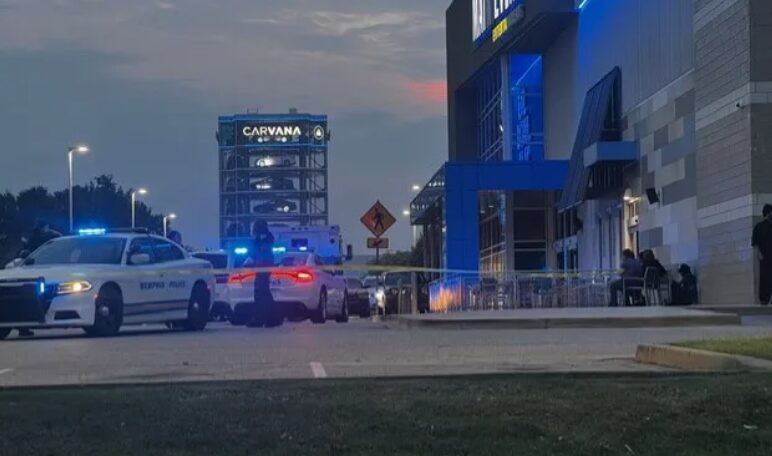 Police presence at Main Event after shooting.