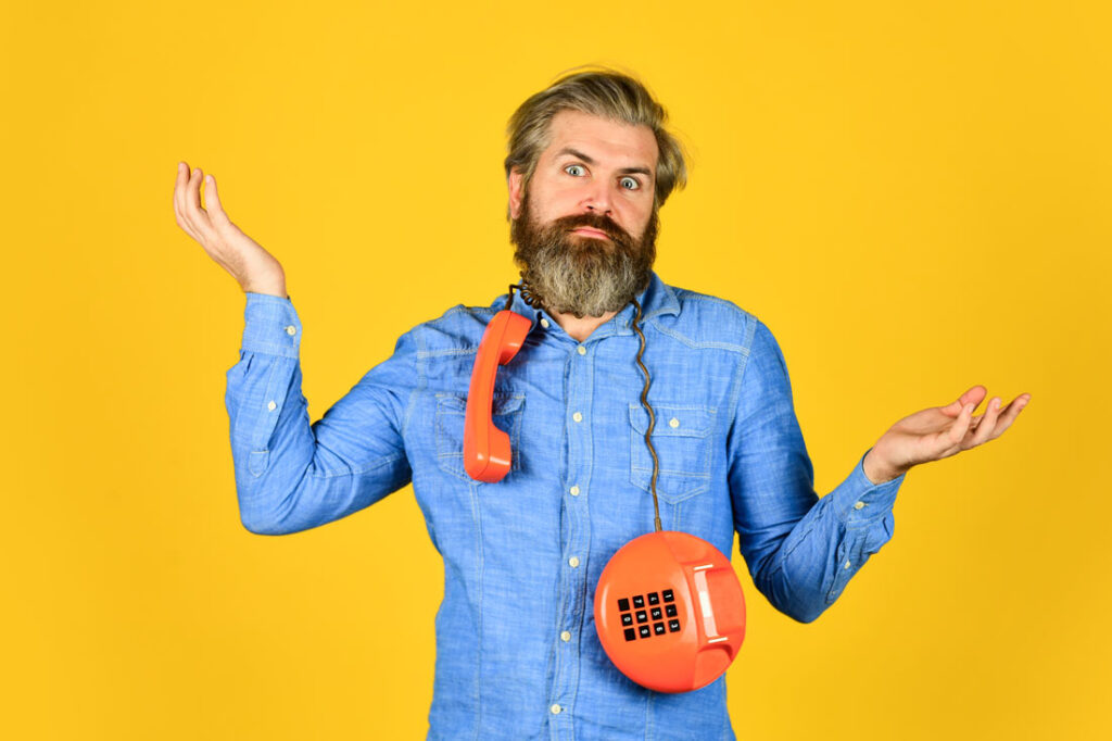 confused man with phone