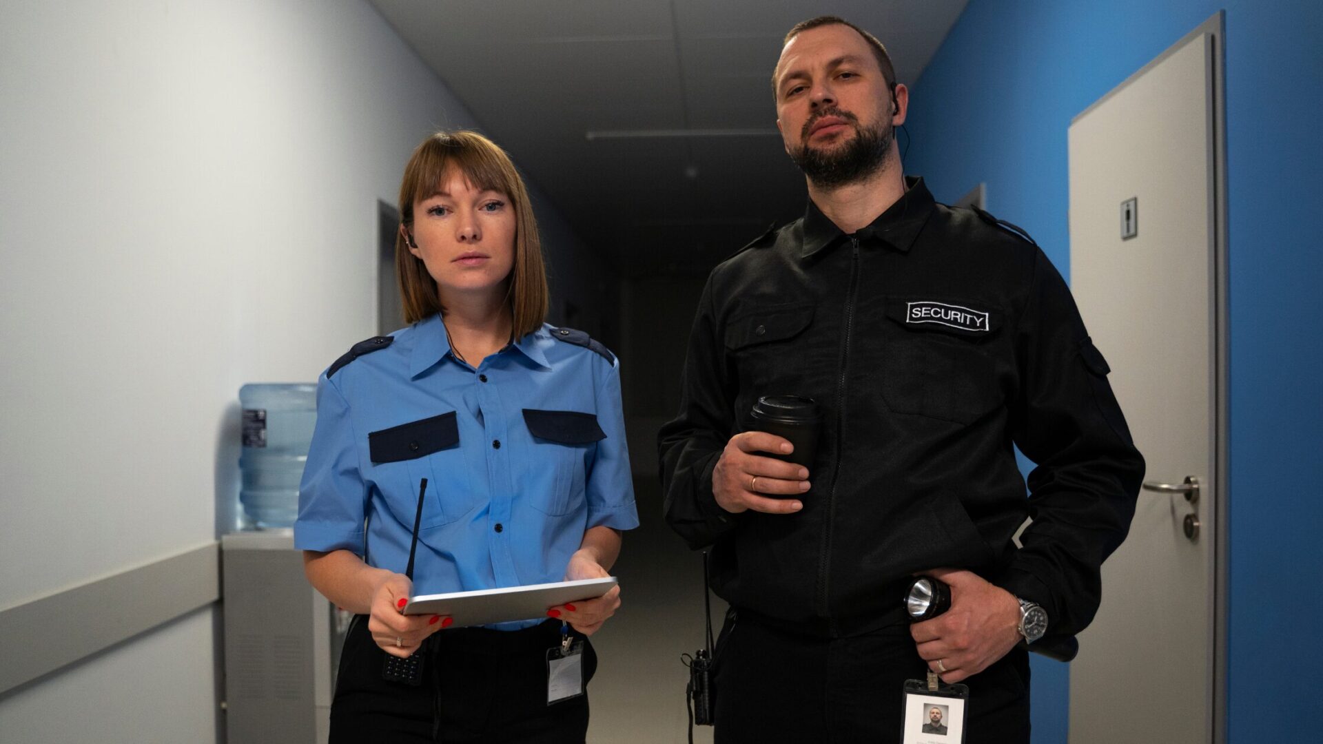 man and woman security officers in workplace sexual harassment claims prevention
